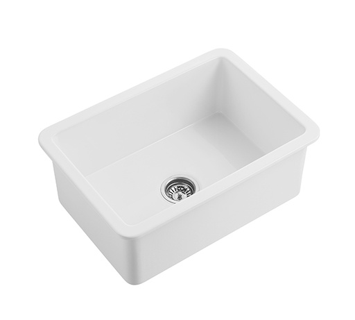 810*480*254mm Gross White Camden Fireclay Square Insert/Undermound Sinks Bottom Grid & Chrome Basket Waste (FCSW) Included