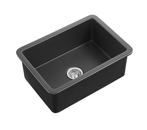 810*480*254mm Matte Black Camden Fireclay Square Insert/Undermound Sinks Bottom Grid & Chrome Basket Waste (FCSW) Included
