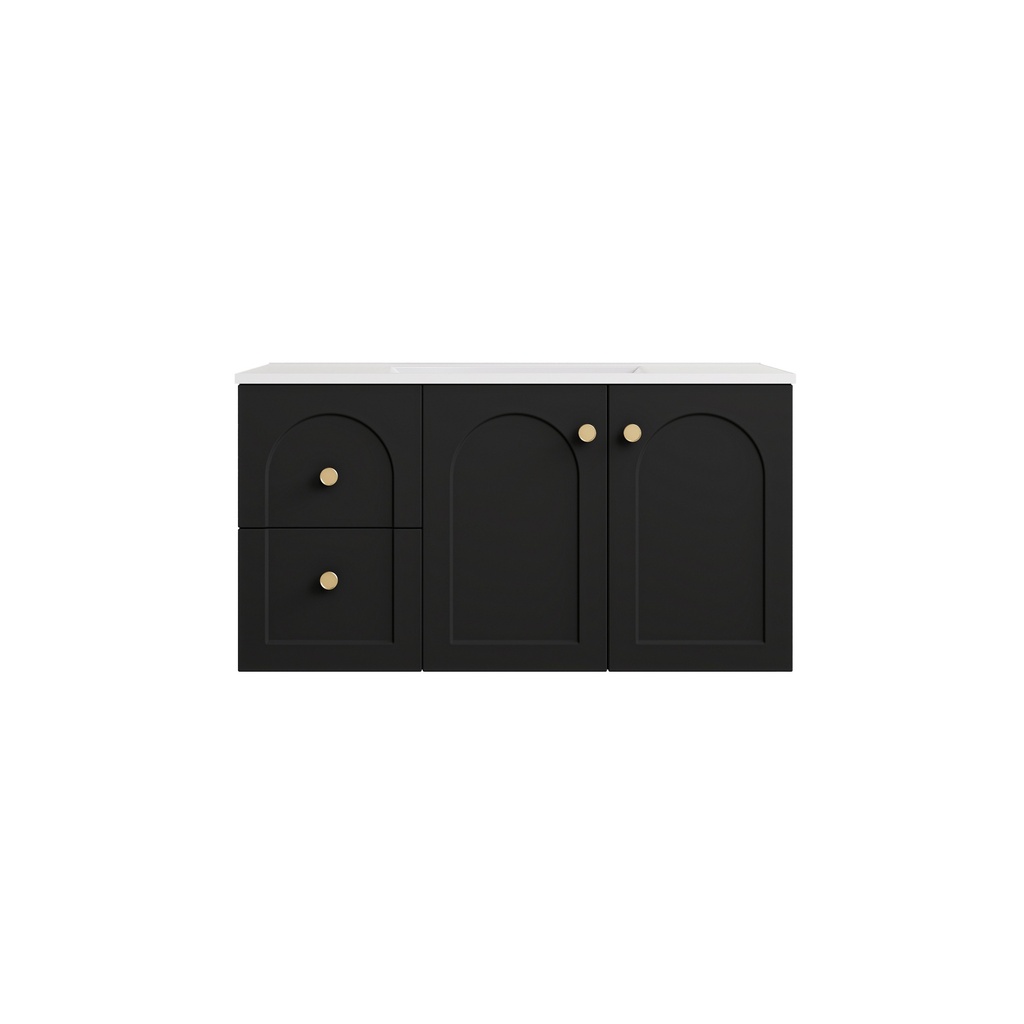 890*455*470mm Matte Black Chester Federation Wall Hung PVC Cabinet,Left Hand Drawers