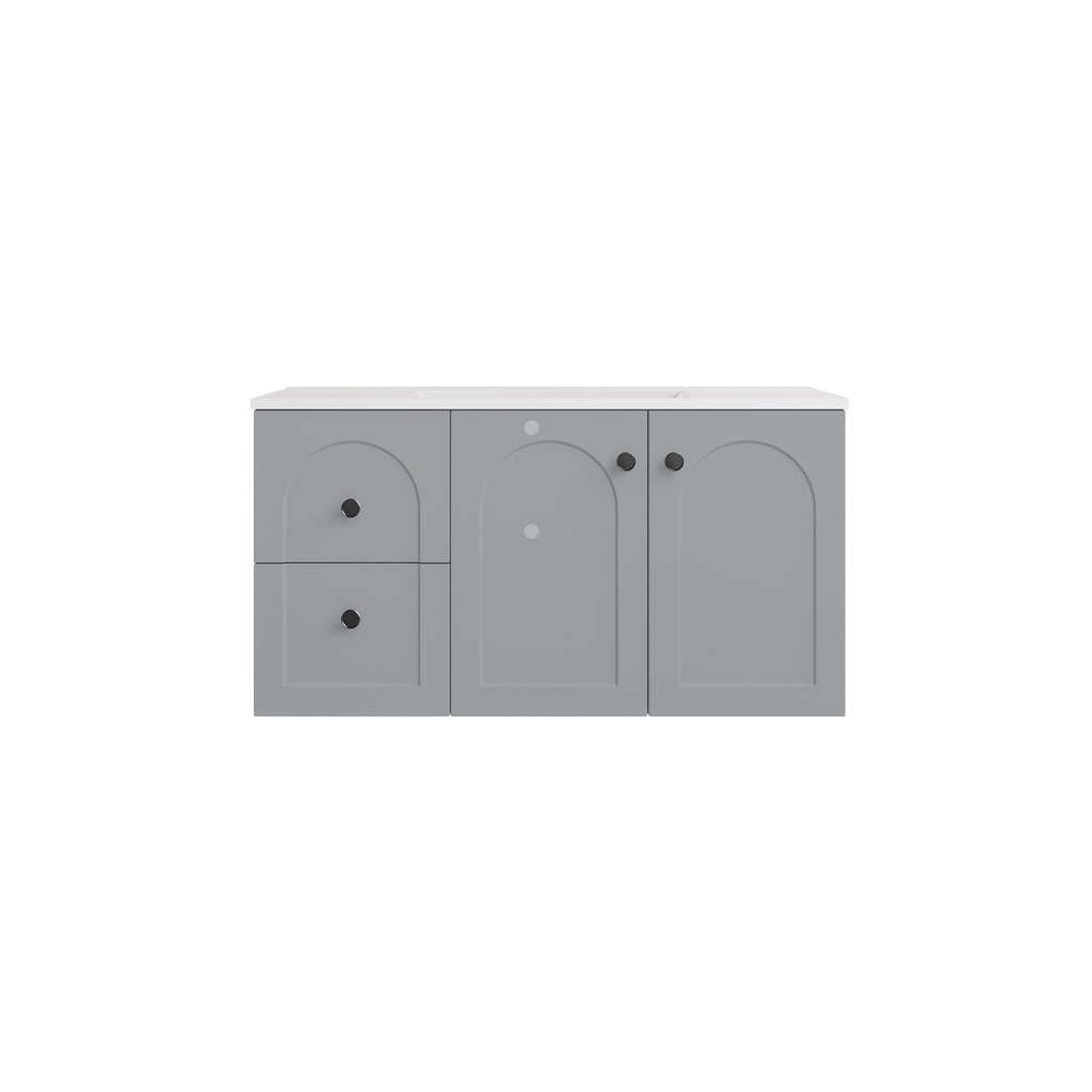 890*455*470mm Matte Grey Chester Federation Wall Hung PVC Cabinet,Left Hand Drawers