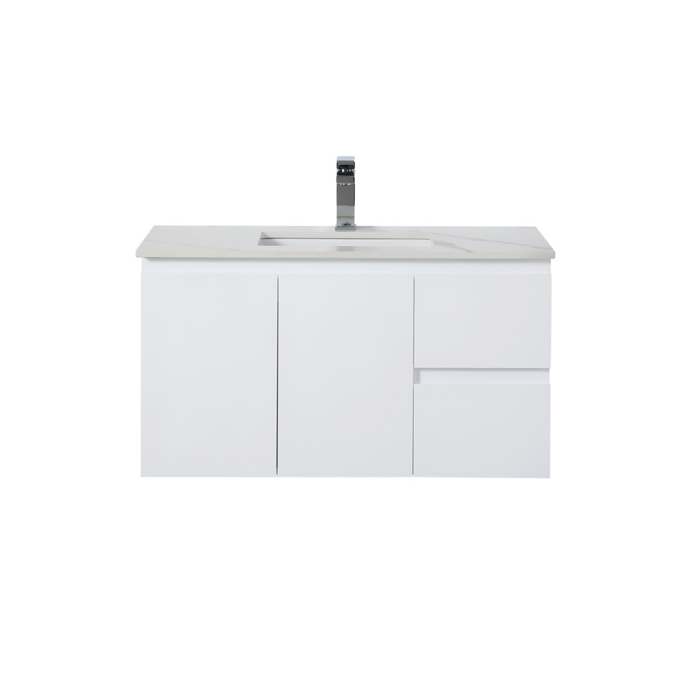 890*455*480mm Gloss White Alpha Wall Hung PVC Vanity,Right Hand Drawers