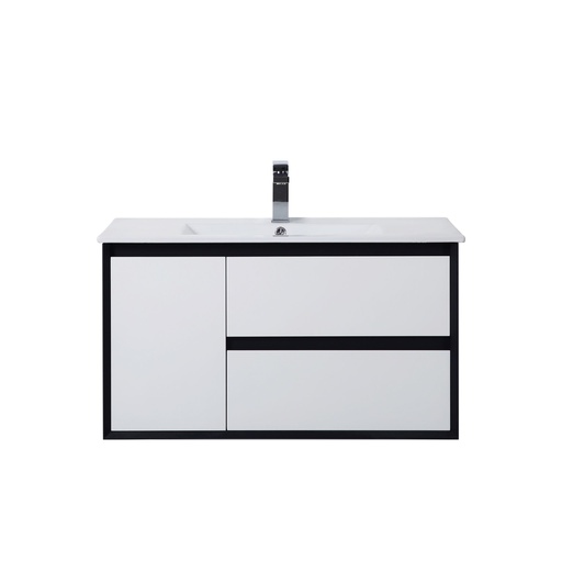 890*455*525mm PE Vanity Wall Hung Cabinet Only With Right Drawers With Ceramic Top