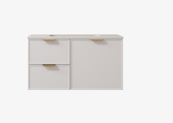 [56455] 890*455*560mm Matte White Madura Federation Wall Hung PVC Cabinet,Left Hand Drawers
