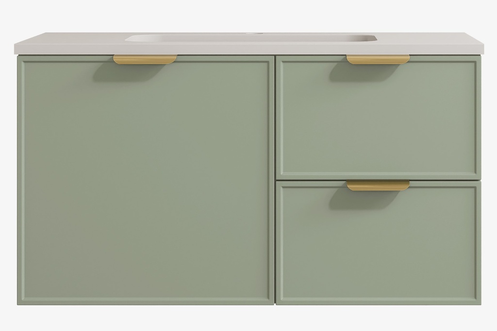 890*455*560mm Olive Green Madura Federation Wall Hung PVC Cabinet,Right Hand Drawers