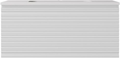 890x455x400mm Matte White Sedona Modern Fluted Wall Hung PVC Cabinet,Left Hand Drawers