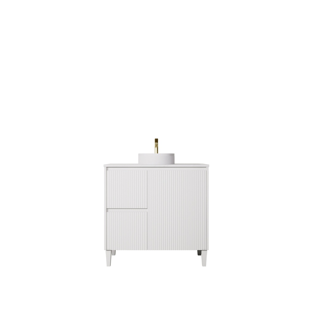 890x455x860mm Matte White Crete Modern Free Standing Vanity,Left Hand Drawers