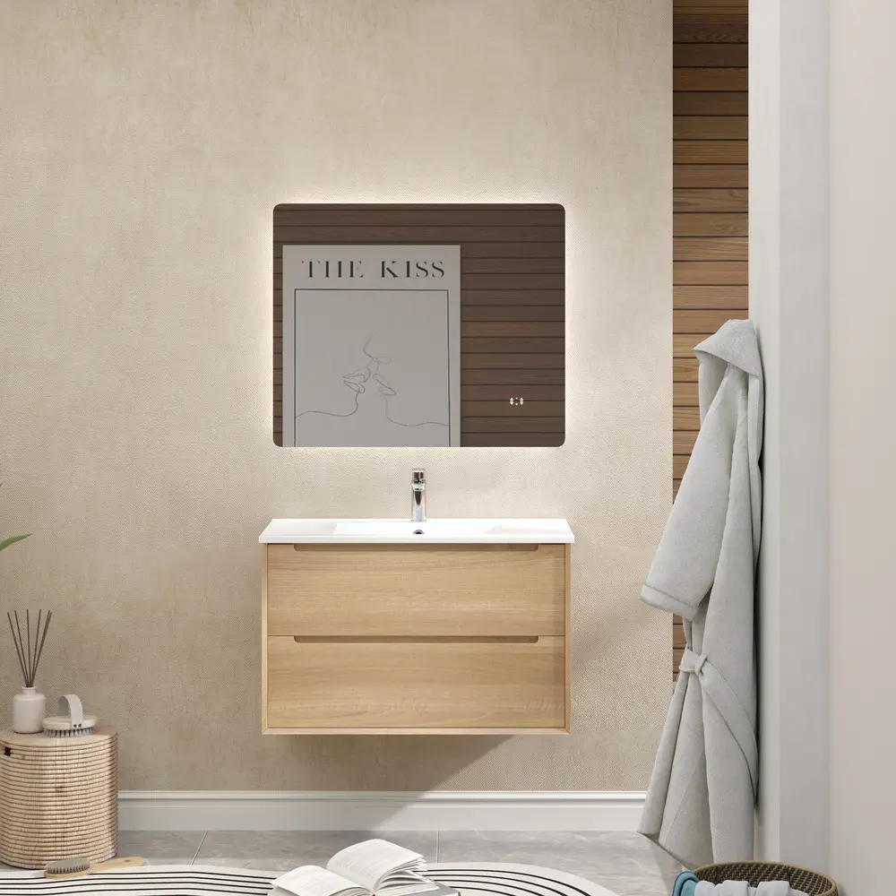 890x460x550mm Bell Collection Natural Oak 2/DW Wall Hung Vanity