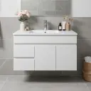 900Lx500Hx450Dmm Gloss White 2PAC MDF 2L/DW 2R/DR Wall Hung Vanity