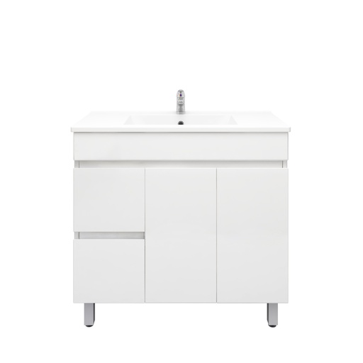 [91018/M94LL] 900Lx830Hx450Dmm Gloss White 2PAC MDF 2L/DW 2R/DR Freestanding Vanity