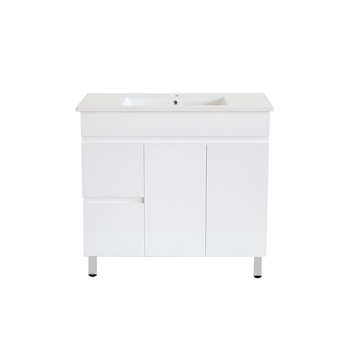 900Lx830Hx450Dmm Gloss White 2PAC PVC 2L/DW 2R/DR Freestanding Vanity