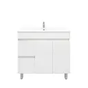 900mm Freestanding Bathroom Vanity Cabinet PVC Left Drawer Gloss White