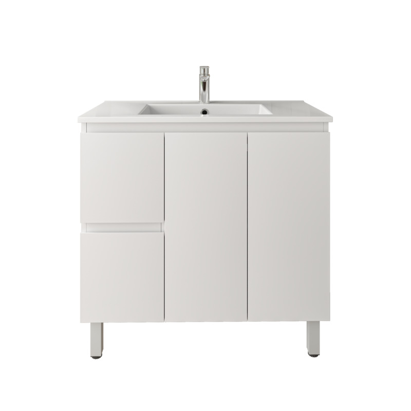 900Lx830Hx450Dmm Gloss White 2PAC PVC 2L/DW 2R/DR Freestanding Vanity
