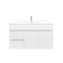 900Lx830Hx450Dmm Gloss White 2PAC PVC 2L/DW 2R/DR Wall Hung Vanity