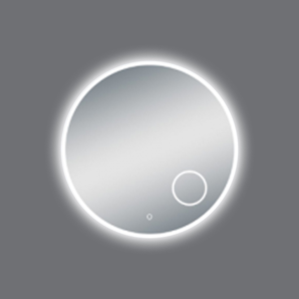 900mm Round 3 Color Lighting Acrylic LED Mirror Touch Sensor Switch Defogger Pad Wall Mounted(Come with Magnifier)