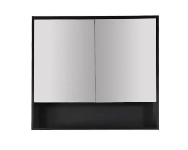 900x150x780mm Hera Black Oak MDF Shaving Cabinet With Two Doors Two Fixed Shelves