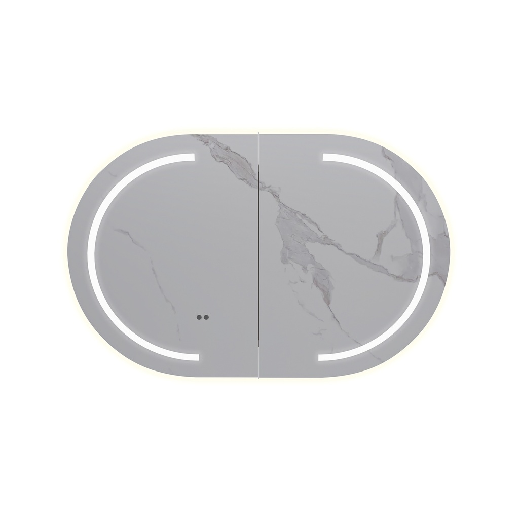 900x600x150mm Oval Matte White MDF 2/DR Shaving Cabinet With LED Lighting