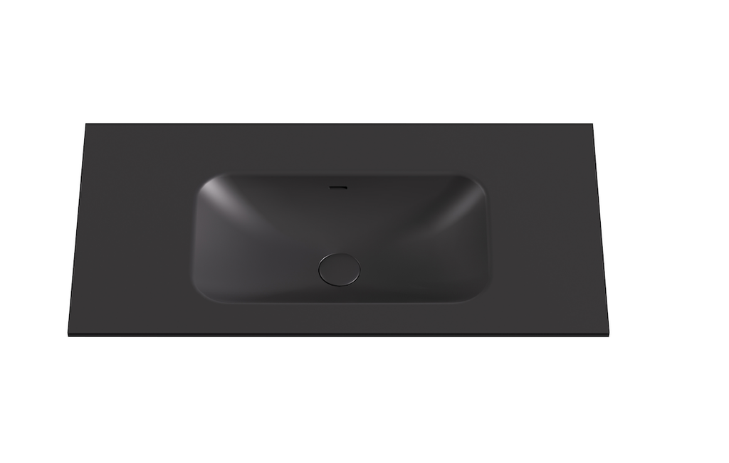[56082] 905X465X145 Matte Black Chasey Solid Surface Stone Basin