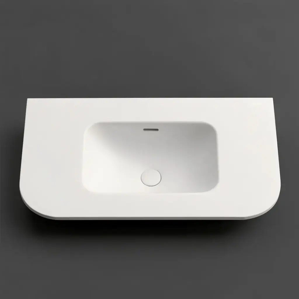 905X505X140 Matte White Aruro Solid Surface Stone Basin