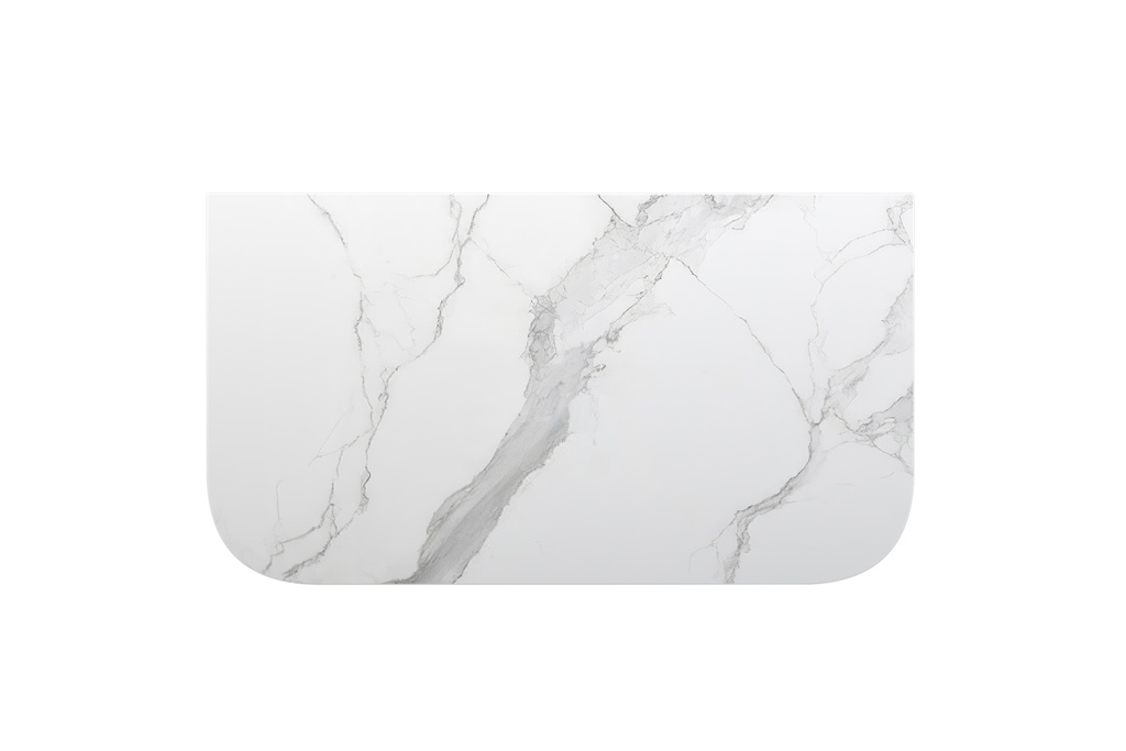 910x503x15mm White Marble Look Sintered Stone Top Matte Finish Rounded Corner Benchtop