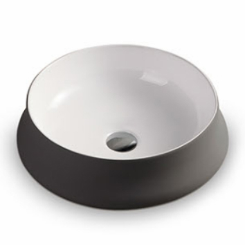Art Basin Above Counter Mounting 455*455*155mm Inside: White glossy outside: grey silicone