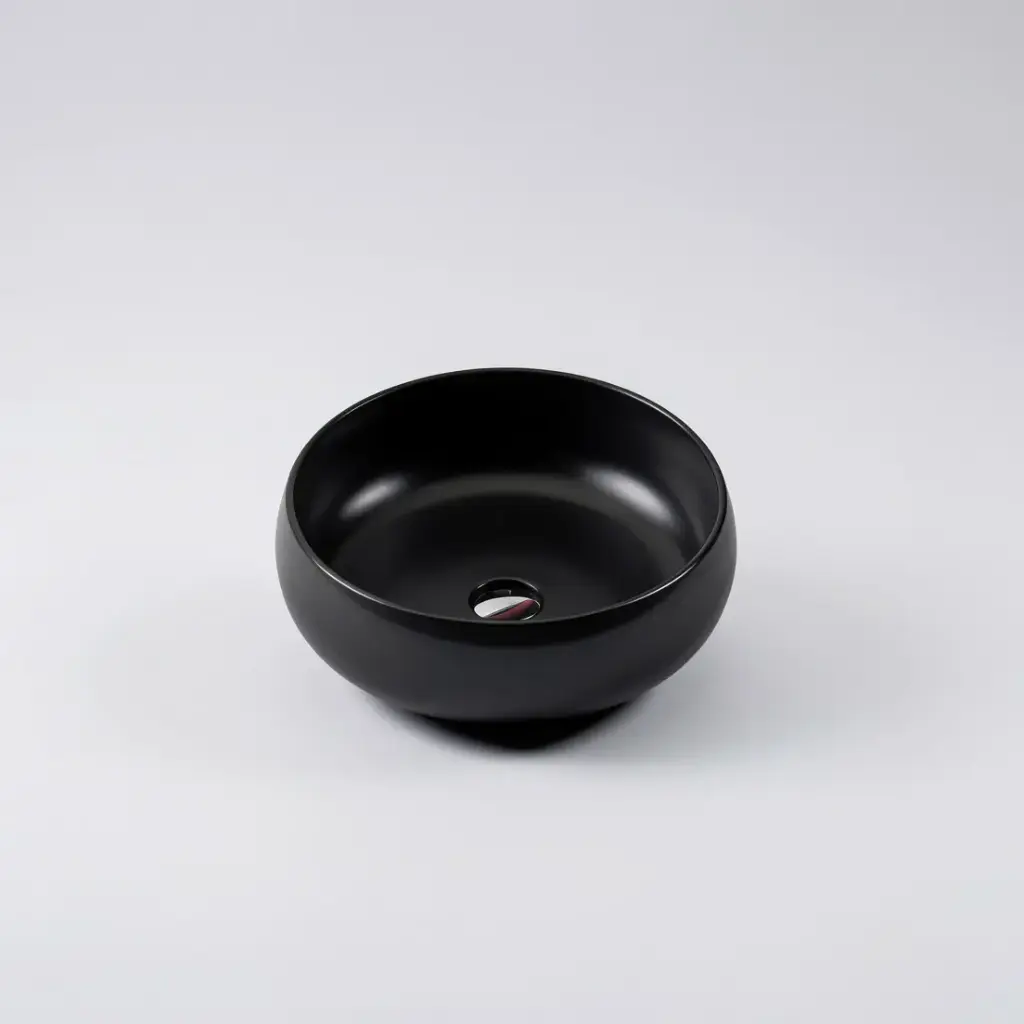 Asti 87 Counter-Top Circular Matt Black Basin, No Overflow