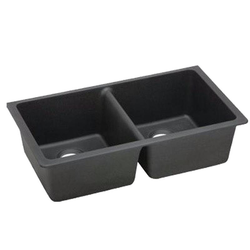 [40533] Black Kitchen Sink Granite Stone Top/Under Mount Double Bowls 838*476*241mm