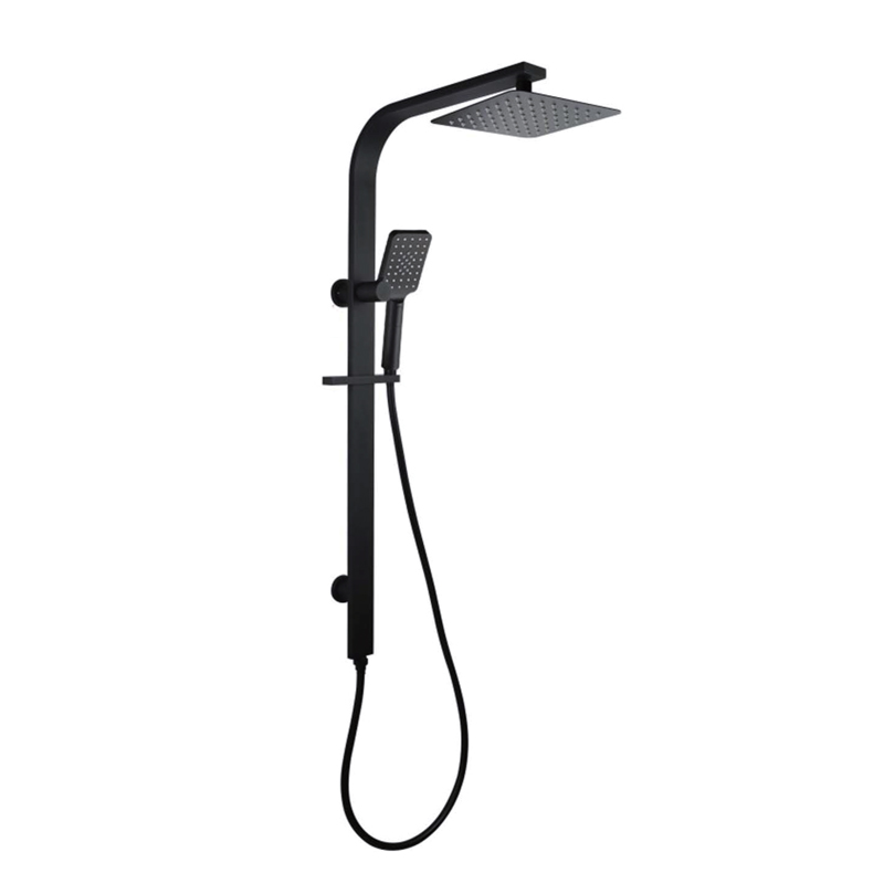 Black Square Shower Station without Shower Head and Handheld Shower(Wide Rail)