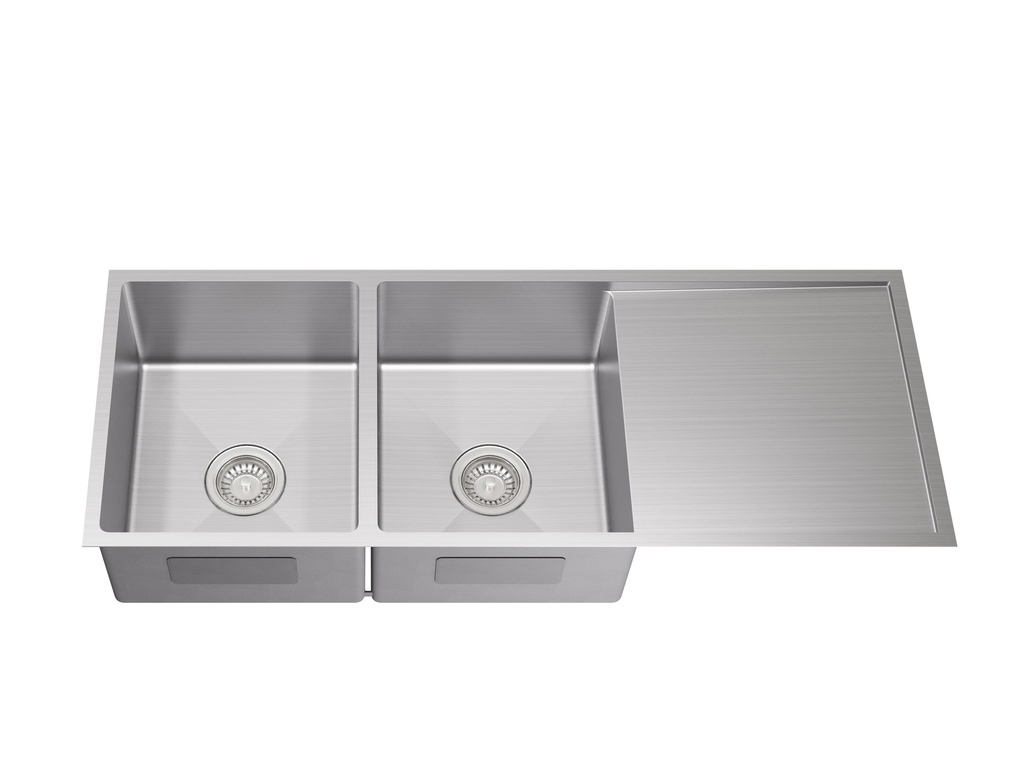 Bowl Size:340X340X230mm Overall Size:1140X450X230mm Brushed Staineless Steel Kliff Hand Made Stainless Steel Sinks