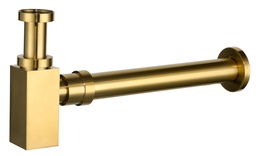 Brass 40mm Bottle Trap Square Brushed Gold