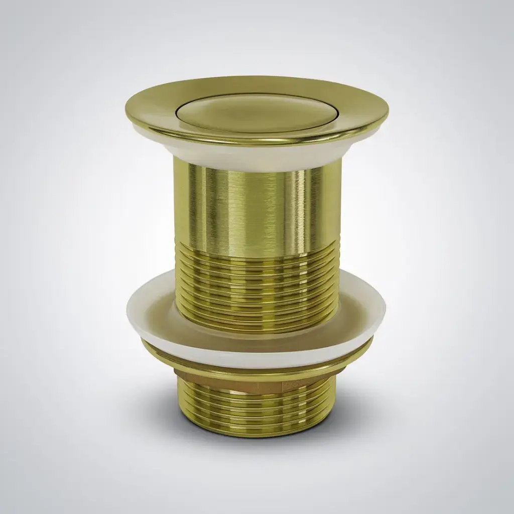 Brushed Gold Solid Brass 32mm Pop Up Waste Non Overflow
