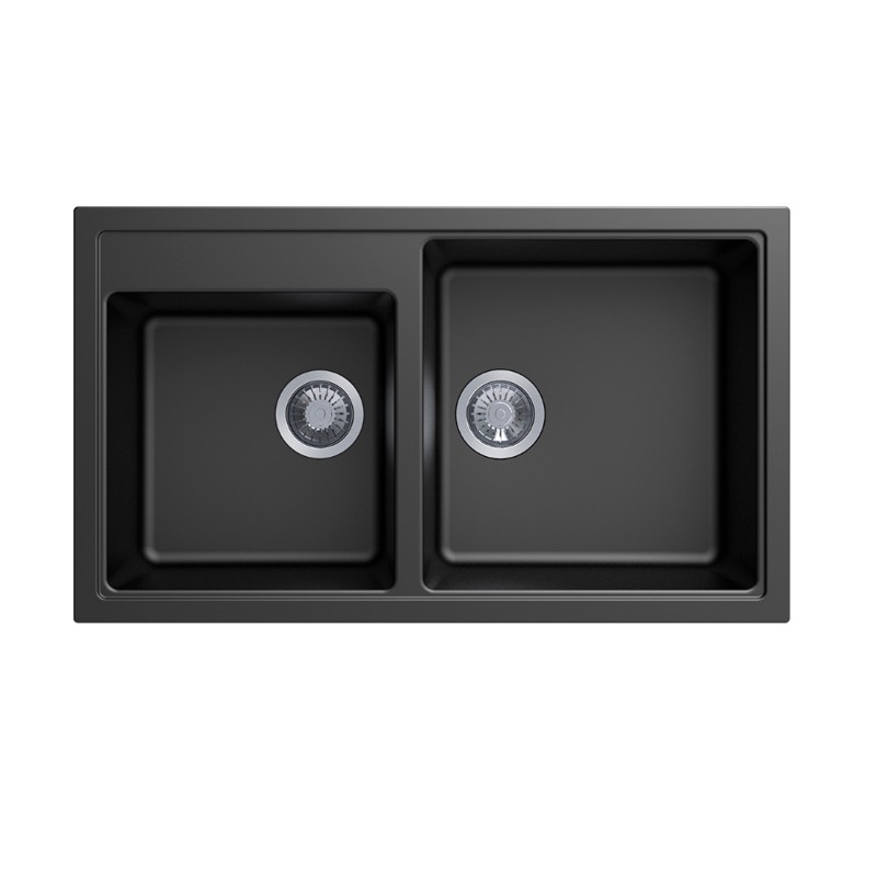 [40565] Carysil Vivaldi Black Double Bowl Granite Kitchen Sink 860mm*500mm