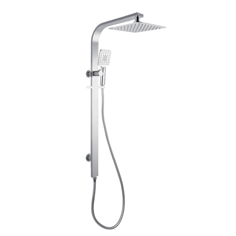 Chrome Square Shower Station without Shower Head and Handheld Shower(Wide Rail)