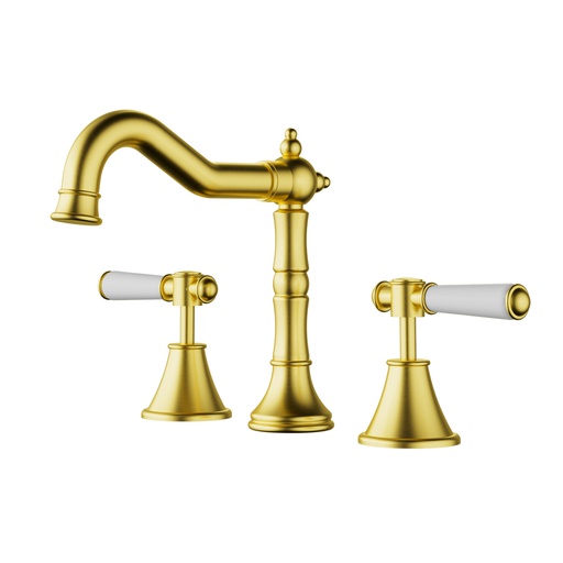 Clasico Basin Set Ceramic Hahdle Brushed Gold Lead Free