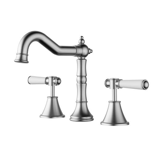 Clasico Basin Set Ceramic Hahdle Brushed Nickel Lead Free