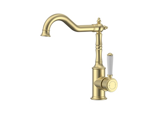 Clasico Sink Mixer Ceramic handle in Brushed Gold