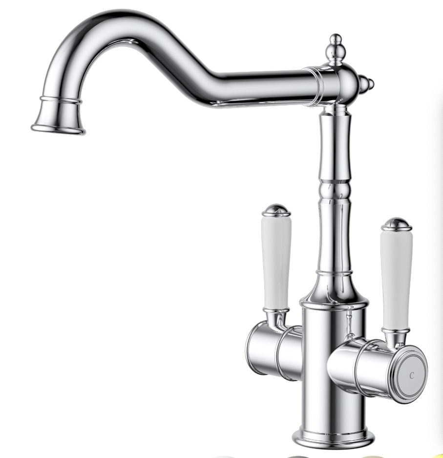Clasico Twin Handle Sink Mixer Ceramic Handle Chrome