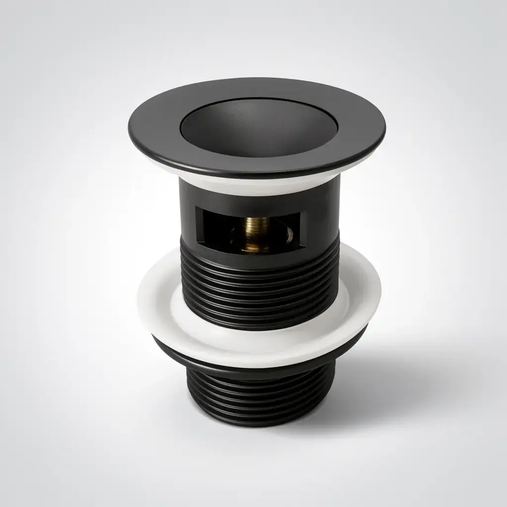 [70069/SPW32B] Coco Matte Black 32mm Solid Pop Up Waste With Overflow Plug Waste