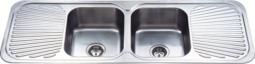 [43111] Cora Double Bowl & Double Drainer 1380 x 480 x 170mm(304 Stainless Steel)