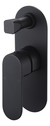 [43746] Cora Ellipse Handle Matt Black  Wall Mixer With Diverter Lead Free