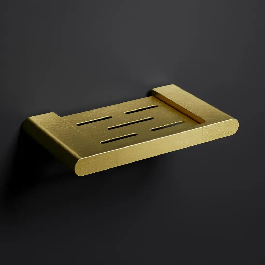 Cora Round Cornered Rectangle Soap Holder Brushed Gold