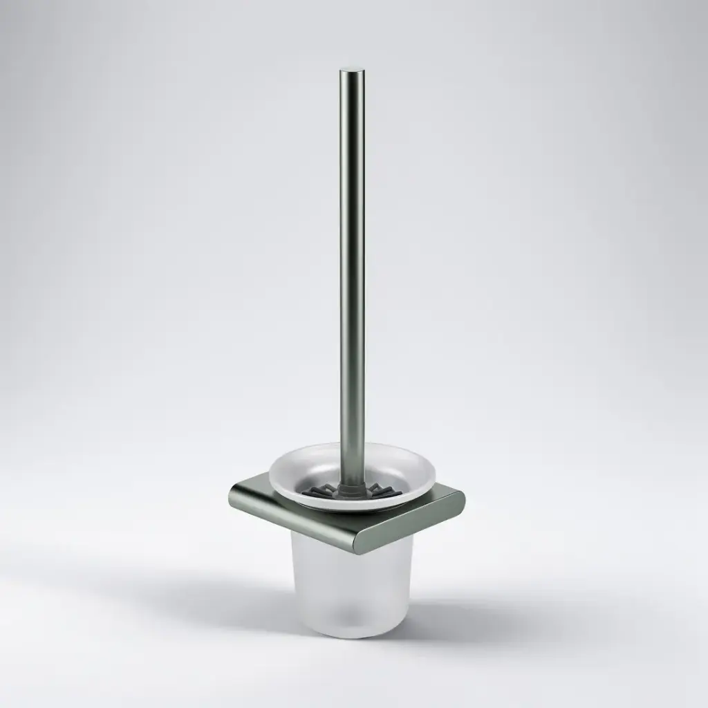 Cora Round Cornered Rectangle Toilet Brush Holder Gun Metal
