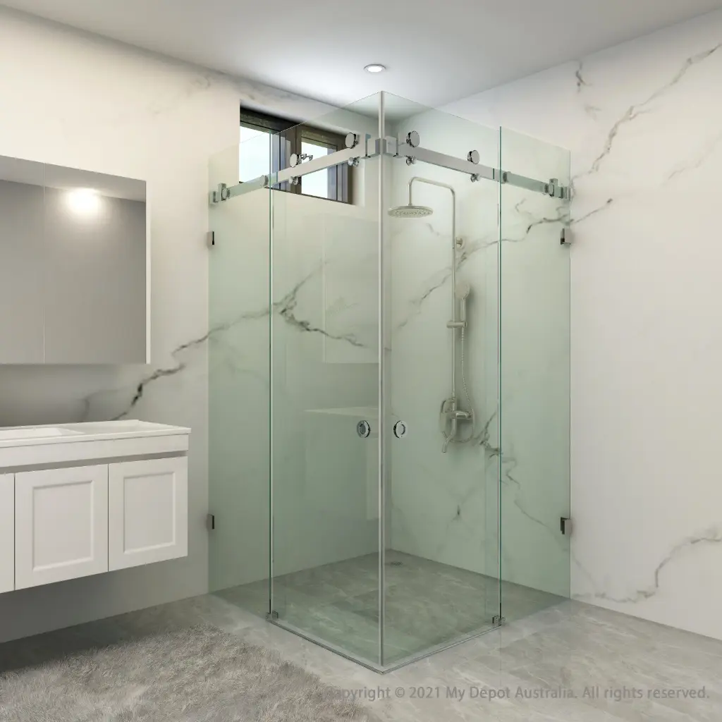 Corner Entry Double Slider Shower Screen Chrome Fittings 875x875mm