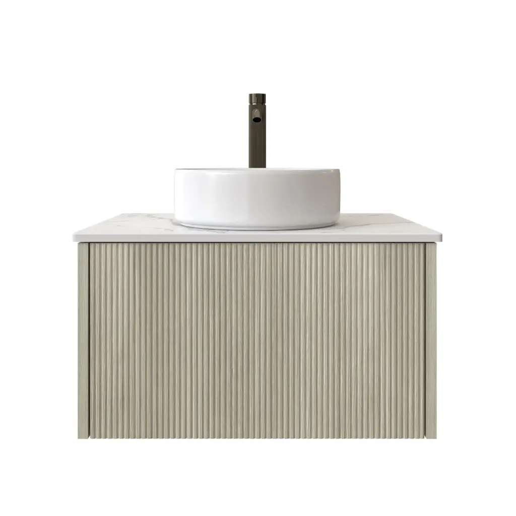 Customised Kiama Wall Hung Vanity - Coastal Oak - 634L x 493D x 347H mm - 1 Drawer