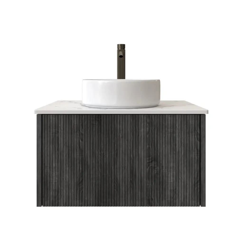 600mm Customised Kiama One Drawer Plywood Wall Hung Vanity Dark Grey