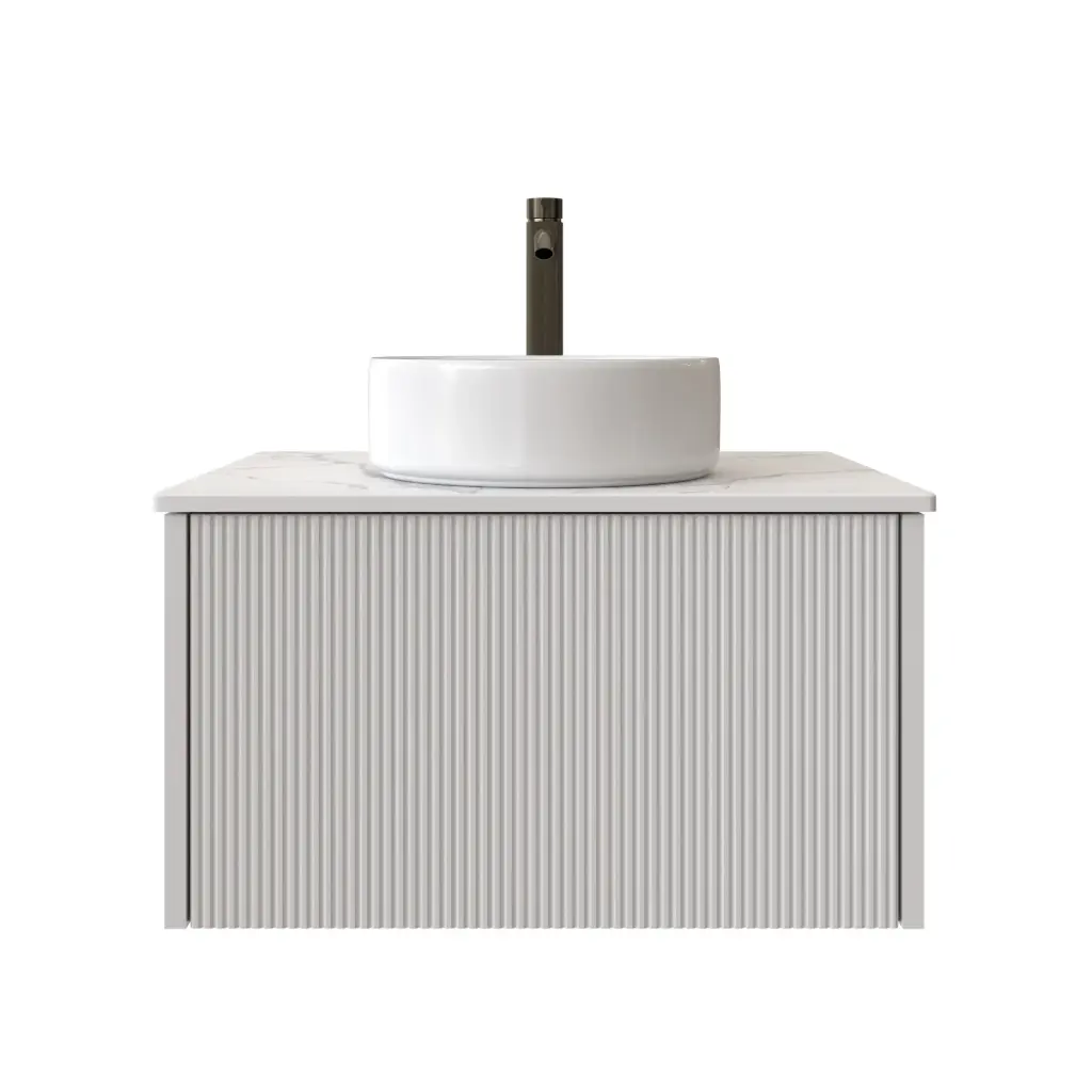 Customised Kiama Wall Hung Vanity - Matte White - 634L x 493D x 347H mm - 1 Drawer