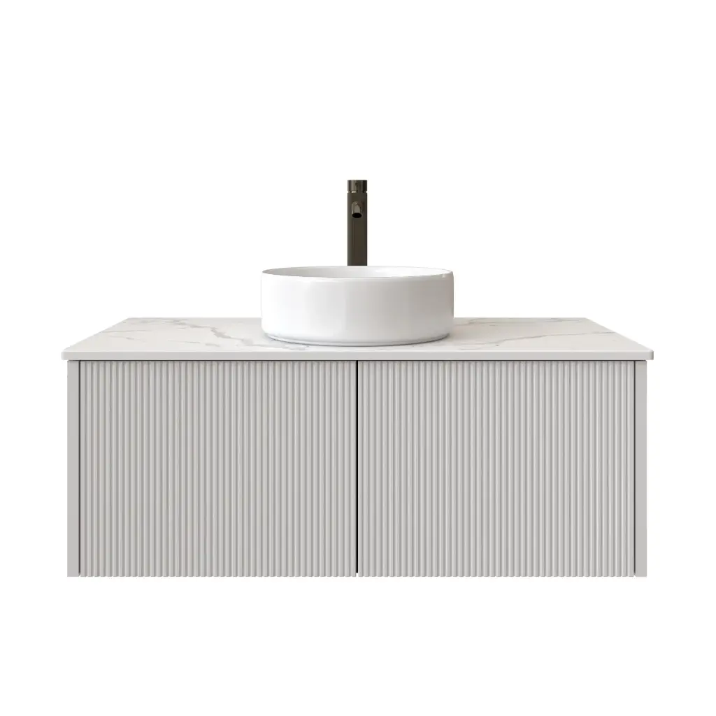 900mm Customised Kiama Two Drawers Plywood Wall Hung Vanity Matte White