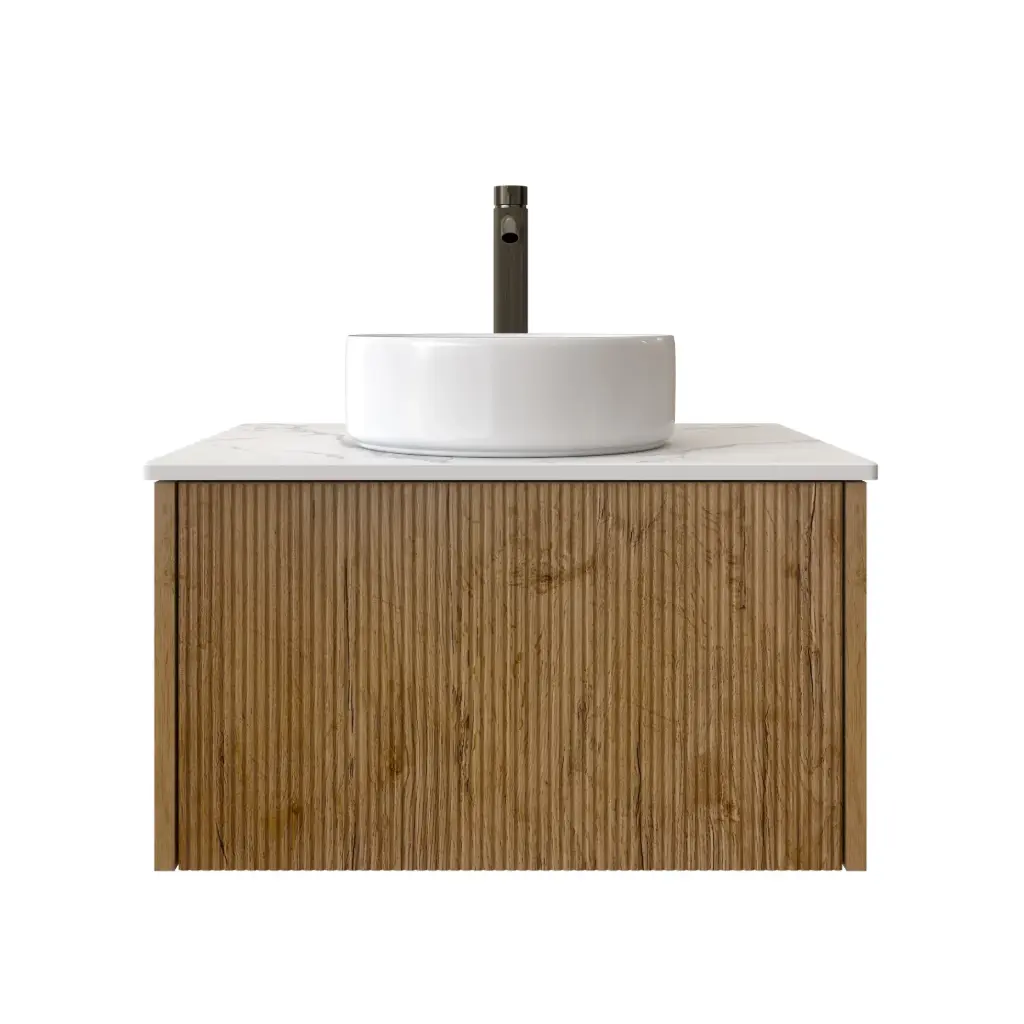 600mm Customised Kiama One Drawer Plywood Wall Hung Vanity Prime Oak