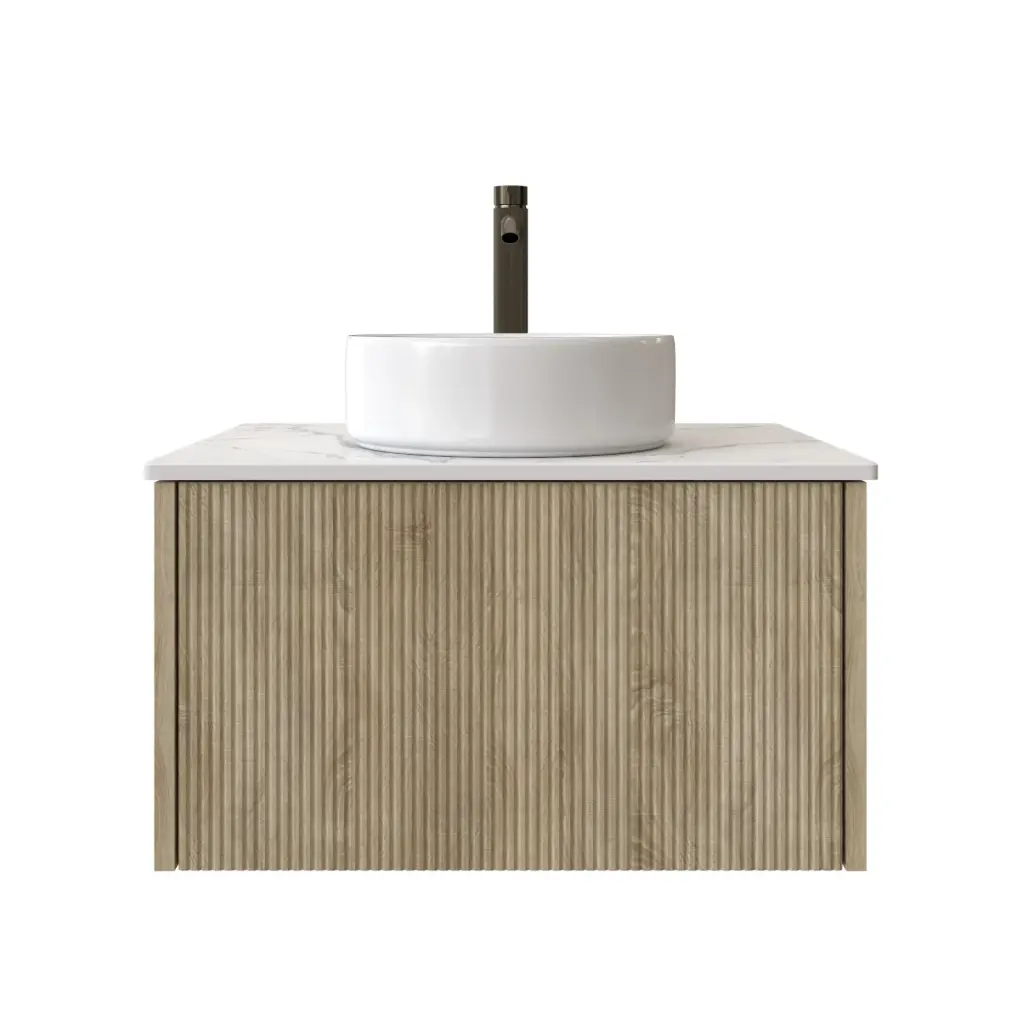 600mm Customised Kiama One Drawer Plywood Wall Hung Vanity White Oak