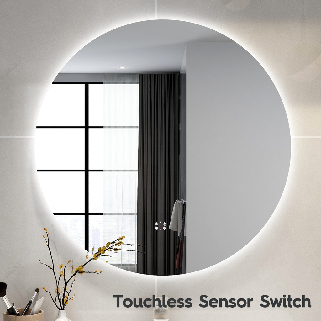 750mm Round 3 Color Backlit LED Mirror With Touchless Sensor Switch