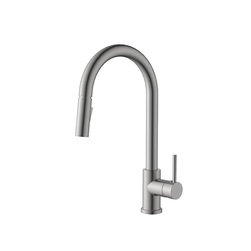 [55365] Designer Brushed Nickel Pull Out Kitchen Mixer